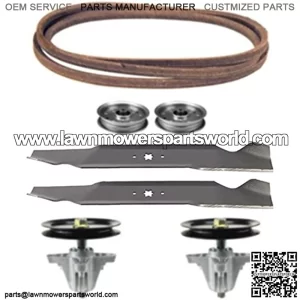 Troy-Bilt Horse XP 46" Mower Deck Parts Rebuild Kit Spindle Assemblies Blades Belt Idler Pulleys