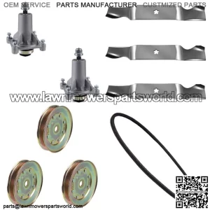 54" Mower Deck Rebuild Kit Fits Husqvarna YTH 2454 Blades Spindles Pulleys