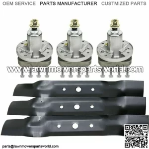 NEW 3 BLADES 3 SPINDLES SET 48" DECK FITS JOHN DEERE L130 L120 GY20785 GX20250
