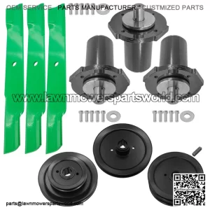 60" Deck Spindles w/ Pulley & Blade Kit for Ariens Max-Zoom 991075 991087 Mower