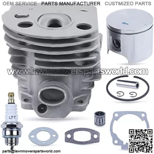 46mm Nikasil Cylinder Piston Kit for Husqvarna 51 55 Rancher Chainsaw, 46mm Piston Cylinder Assembly + Piston Kit + Needle Bearing + Spark Plug + Gasket Replacement