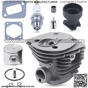 44MM Nikasil Plated Chainsaw Cylinder Piston Gasket Replacement Parts Kit for Husqvarna 351 353 346XP with Intake Manifold Needle Bearing Spark Plug