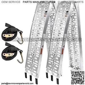 Loading Ramps 2 Pcs 7.5' Folding Aluminum Load Ramps | 1500lbs Capacity Heavy-Duty | Used for Loading Motorcycles, ATVs, Dirt Bike, Lawn Mowers, Snowblower, Golf Cart Ramp with Load Straps