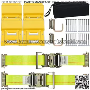 Wheel Chock Tie Down Kit, Eazy2hD ATV Wheel Chock & Strap Kit / Trailer Tie Down System for ATV??s, UTV??s, Lawn Mower + More. 2,000lb Guaranteed Max Break Strength (Whit 2 J-Hooks)