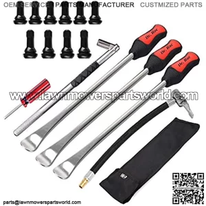 Tire Spoons Lever Motorcycle Dirt Bike Lawn Mower Tire Changing Tools with Bag 3x14.5 inchTire Irons and 1x Tire Valve Stems with Remover Tool (Black) (Black)