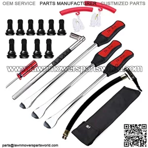 Tire Spoons Lever Motorcycle Dirt Bike Lawn Mower Tire Changing Tools with Bag 1x14.5 inch 2x11 inch Tire Irons 2X Rim Protectors 1x Tire Valve Stems with Remover Tool (Black)