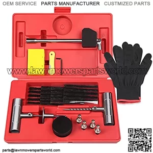 Universal Tire Repair Kit, Heavy Duty Tire Plug Kit with Tire Valve Puller & Optimized tire Valve, Plug Flat and Punctured Tire Repair Tool Set for Car/Motorcycle/Truck/Tractor/Trailer/RV/ATV