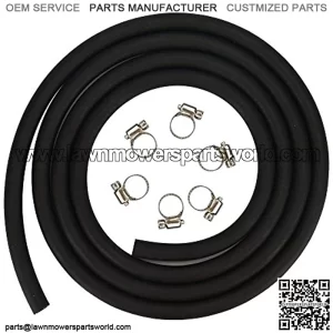 Cococart 1/4 Inch ID x 6.5 Feet/2m Length NBR/PVC SAE30R6 Fuel Line Hose Tubing with Adjustable Clamps