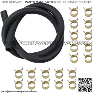 3/16" ID Fuel Line (6 Feet) Gas Tube Tubing Pneumatic Hose Clamps Clips Replacement for Kawasaki Kohler Motorcycle Lawn Tractor Snowmoble ATV UTV Weed Eater Golf Cart Generator