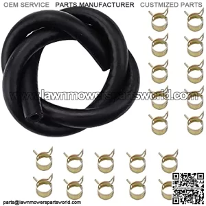 1/4" Fuel Line (6 Feet) Gas Tube Tubing Hose Clamps Clips Replacement for Kawasaki Kohler Motorcycle Lawn Mower Tractor Snowmoble ATV UTV Weed Eater Golf Cart Generator