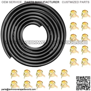 9.85-Foot Length Stretchy 1/4 Inch ID Fuel Line+20pcs 2/5" ID Hose Clamps for Kawasaki Kohler Briggs & Stratton Small Engines