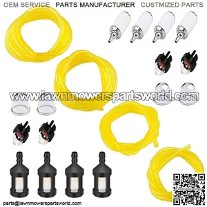 20 Feet Fuel Lines Hose 4 Sizes with Fuel Filter and Primer Bulb,Replacement Set for Chainsaw String Trimmer Leaf Blower Lawnmower Common 2 Cycle Small Engine Fuel Line1