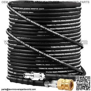 Kink Resistant Pressure Washer Hose 100FT, Wear Resistant 4000PSI Power Washer Hose with 3/8" Quick Connector, Steel Wire Braided Hot & Cold Water 1/4" Replacement Extension Hose