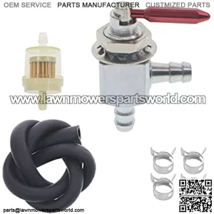 Hutdkte Fuel Flow Shut Off Valve 1/4" Nipple 90?? for Generator Snowblower Snowmobile Lawn Tractor Mower L7118
