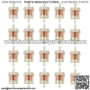 20 Packs Gas Inline Fuel Filter Replacement for 1/4" 6mm-7mm ATV Scooter Moped Go Kart Dirt Bikes Snowblower Motorcycle Lawnmower Small Tractors Snowmobiles Garden Tillers Generators
