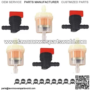 1/4" in Line Fuel Gas Filters Shut Cut Off Valves Clamps Replacement for Yamaha Motorcycle Lawn Mower Tractor