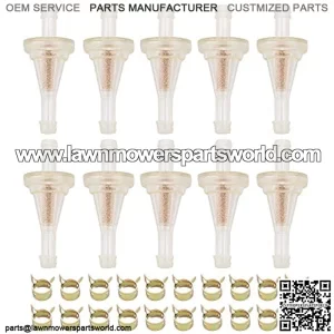 10pcs Clear Inline ATV Fuel Filter 1/4" Compatible with 81-0221 Fuel Filter Snowmotor Scooter UTV Golf Cart Quad EZGO kawasaki 40-70 Micron