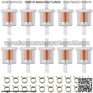 10 Packs 1/4" Inline Fuel Filter Replacement for Kawasaki 49019-0027 Fuel Filter 40 Micron Small Engine Motorcycles Tractors Lawn Mowers Snowmobiles Garden Go Karts Generators