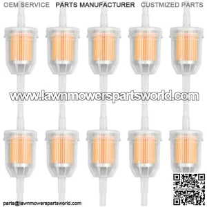 Gas Inline Fuel Filters, 10Pcs 1/4"and 5/16Inch Engine Filter for Kawasaki Kohler Briggs & Stratton Fuel Line, Replacement for Lawnmowers Riding Mower Garden Lawn Tractor ATV Motorcycle