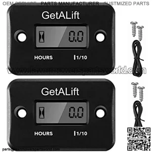 2pcs GetALift Inductive Hour Meter for Marine ATV Boat Outboard Motor Generator Lawn Mower Dirt Ski Motorcycle Motorbike Snowmobile Chainsaw Small Engine Both 2 and 4 Cylinder-Black