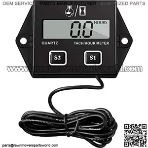 Digital Hour Meter Tachometer Inductive Hour Meter Replaceable Battery Waterproof Tachometer for Lawn Mower Tractor Generator Snowmobile Chainsaw Motorcycle, 2 Stroke, 4 Stroke Small Engine (1 Piece),