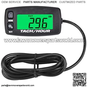 Digital Engine Hour Meter, Maintenance Reminder Tachometer for Riding Lawn Mower Tractor Generator Chainsaws Marine ATV Motorcycle Snowmobile Compressor and Gas Powered Equipment (Button-BK)