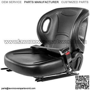 Universal Replacement Forklift Seat w/Retractable Seat Belt Switch for Cat, Clark, Komatsu, Nissan, Yale, Toyota, Hyster w/Curved Back