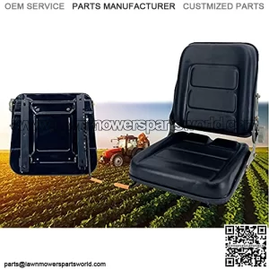 Waterproof Lawn Mower Seat Tractor Seat with 140?? Adjustable Back and Sliding Rails, Heavy Mechanical Seat for Forklift, Backhoe, Lawn Mower, Lawn Tractor, Excavator, Dozer, Skid Loader, Bobcat