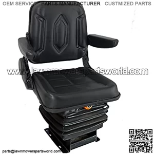 Waterproof Tractor Seat with Suspension, Armrest and Adjustable Back, Heavy Mechanical Seat Suspension Seat for Forklift, Backhoe, Lawn Mower, Lawn Tractor, Excavator, Dozer, Skid Loader