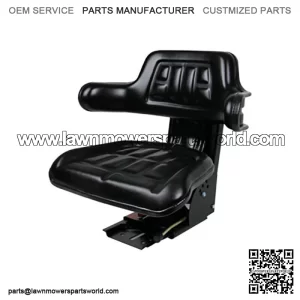 Tractor Seat w/ Backrest Black Base & Slide Track Mower Forklift Seating