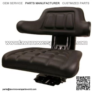 Black Universal Tractor Seat With Full Suspension and Adjustable Angle Base