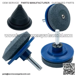 (3pc) Lawn Mower Deck Blade Sharpener Kit with Free Balancer for Mowers