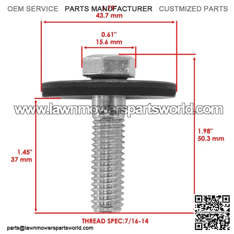 John Deere 19H1740 M92002 Deck Spindle Blade Bolt & Washer - Image 2