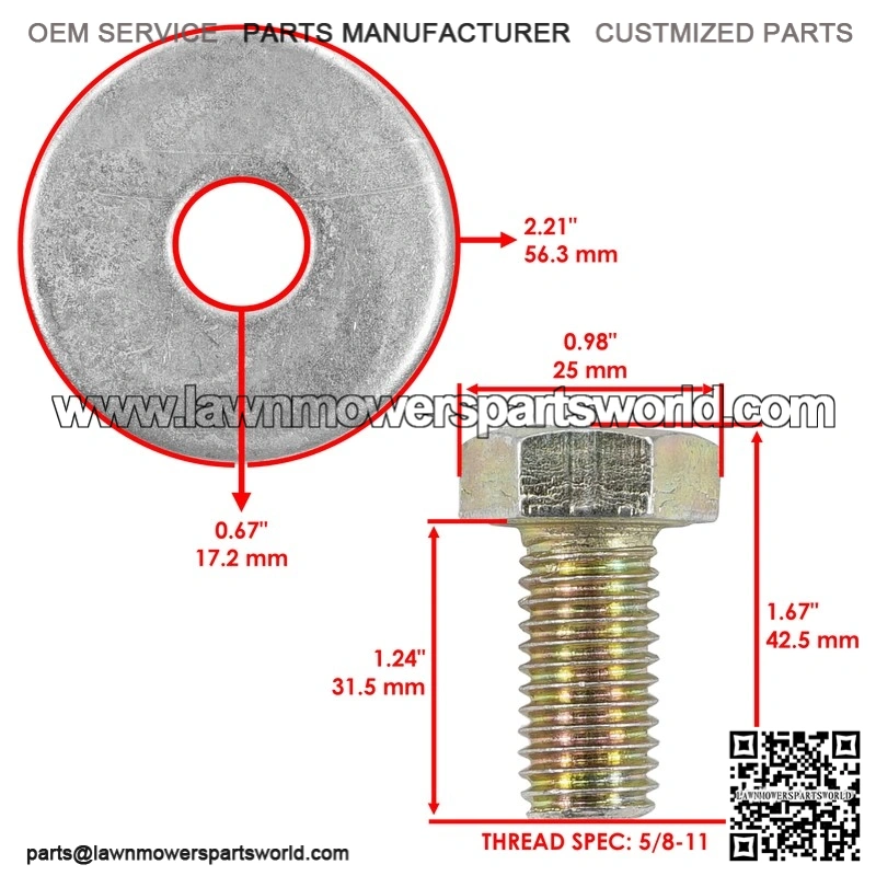 Exmark Toro 103-1026 1-800848 1-513208 Deck Spindle Blade Bolt & Washer - Image 2