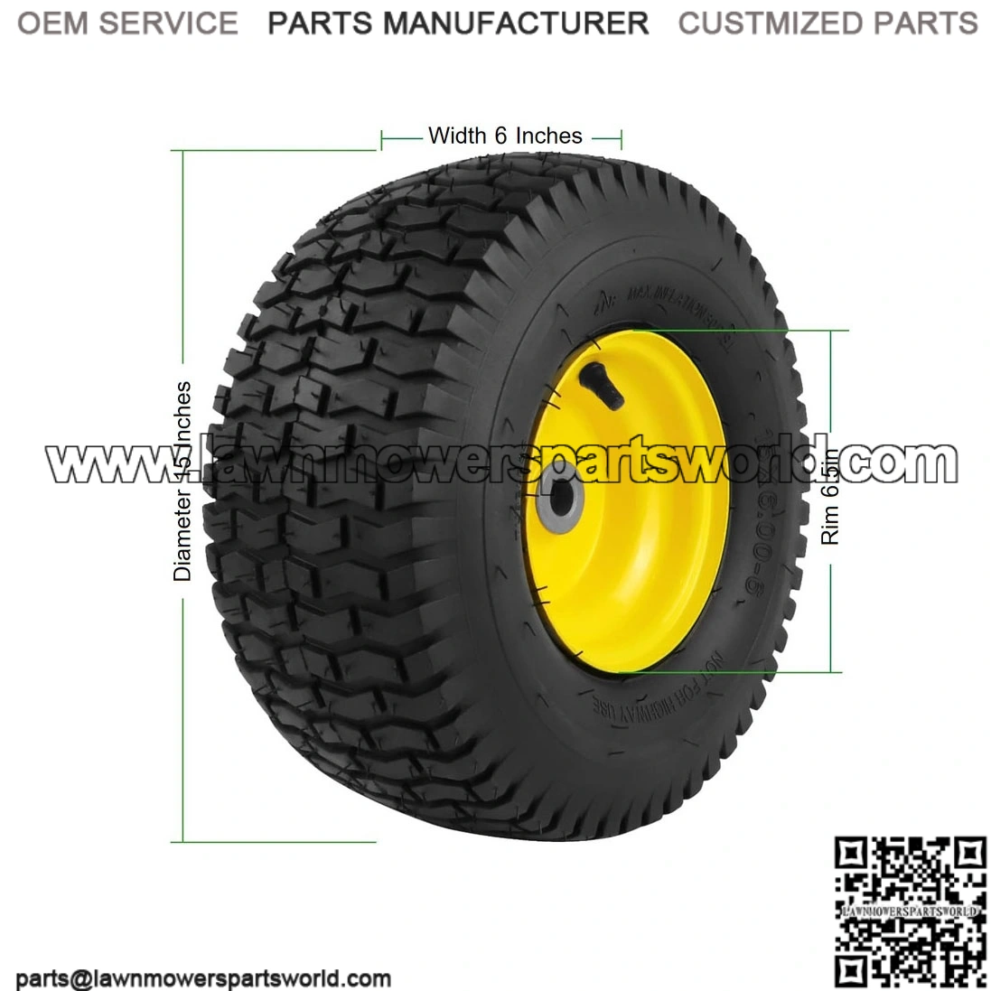 Front Lawn Tractor Tires (2 Pieces) ?C 15x6-6 ?C Fits Cub Cadet XT1 LT50, LT46, Super LT-1550, LTX-1046 KW - Image 3